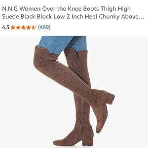 Women's Coffee Color Suede Over the Knee Boots ☆ Size 42 - USA Size 10 ☆ NEW